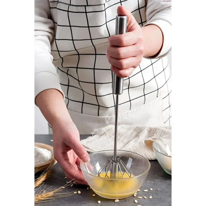 Pratik Paslanmaz Çelik Basmalı Otomatik Çırpıcı Metal Çırpıcı 1 Adet Uzunluk 30cm