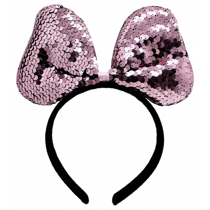Renk Değiştiren Pullu Payetli Fiyonk Parti Tacı Pembe Gümüş Renk 20x16 Cm
