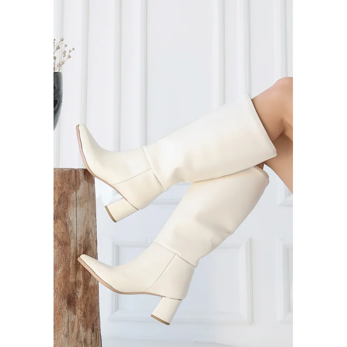 Roksa Ten Cilt Topuklu Çizme