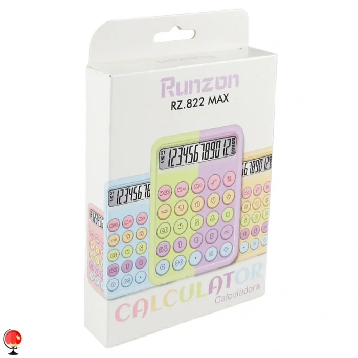 Runzon Renkli Hesap Makinesi Yuvarlak Uçlu 12 Hane Mavi Rz-822