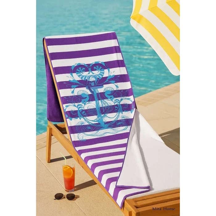 SeaDream Tropikal Desenli Plaj Havlusu 70X140 Cm Çapa