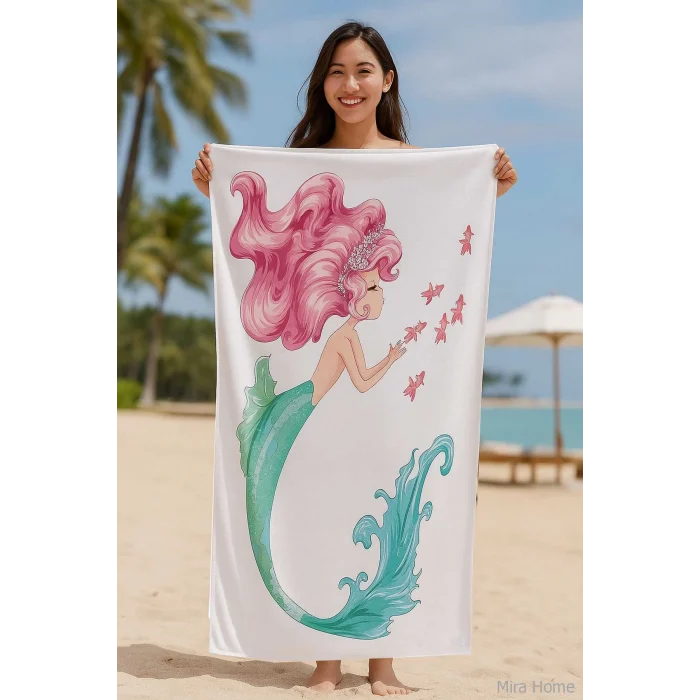 SeaDream Tropikal Desenli Plaj Havlusu 70X140 Cm Denizkızı