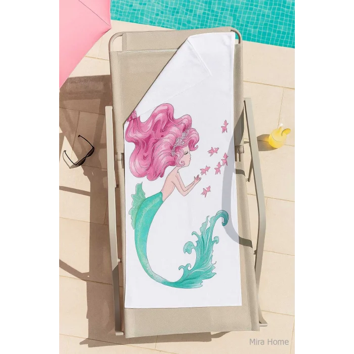 SeaDream Tropikal Desenli Plaj Havlusu 70X140 Cm Denizkızı