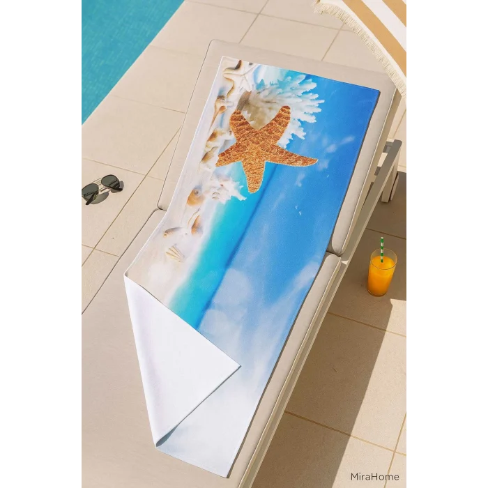 SeaDream Tropikal Desenli Plaj Havlusu 70X140 Cm  DenizYıldızı