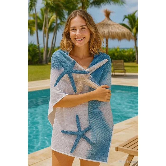 SeaDream Tropikal Desenli Plaj Havlusu 70X140 Cm Starfish