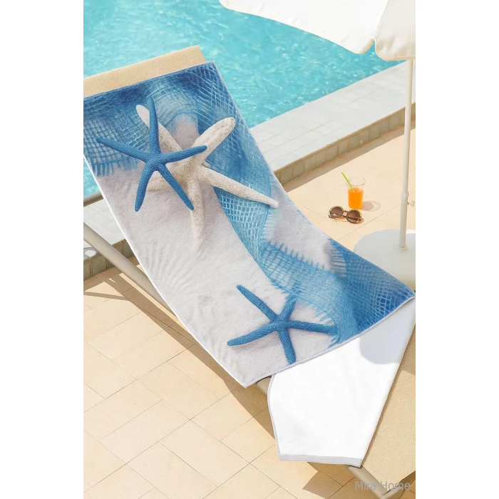 SeaDream Tropikal Desenli Plaj Havlusu 70X140 Cm Starfish