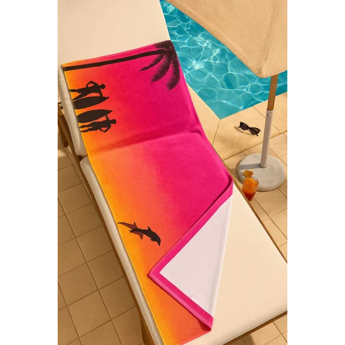 SeaDream Tropikal Desenli Plaj Havlusu 70X140 Cm Sunshine