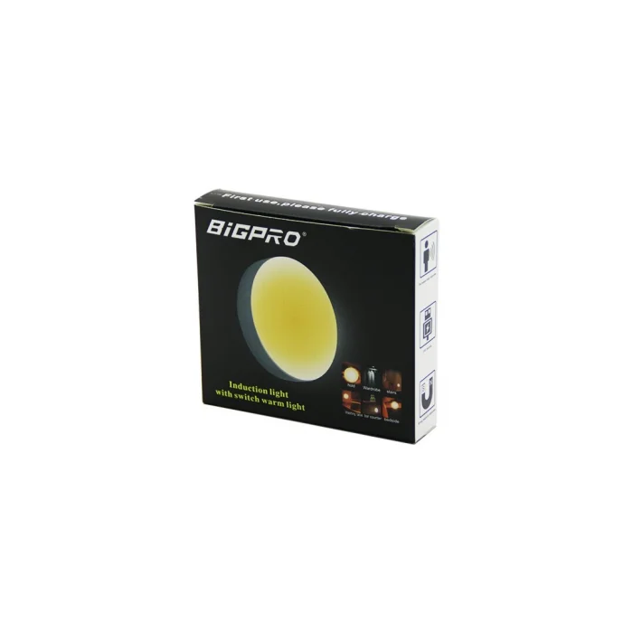 Sensörlü=0--3mt  Usb Şarjlı  Sarı Led Yuvarlak Lamba Çap: 8.3cm - Kalınlık: 2cm