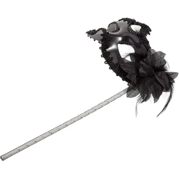 Siyah Işıltılı Tutmalı Fotoğraf Çekimi Maskesi 18x29 Cm