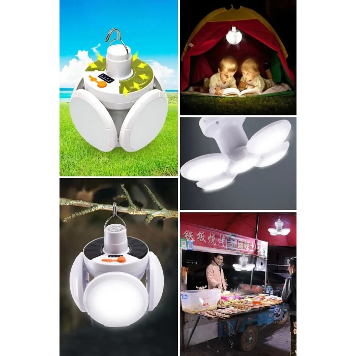 Solar Güneş Enerji Ve Usb Sarjlı 5 Kanatlı Led Lamba