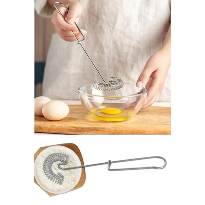 Spiral Yaylı Pratik Yumurta Çırpıcı Tel Karıştırıcı Süt Kahve Köpürtücü Servis Seti