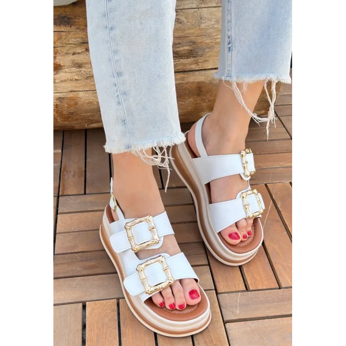 Stan Beyaz Cilt Sandalet