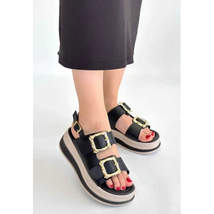 Stan Siyah Cilt Sandalet