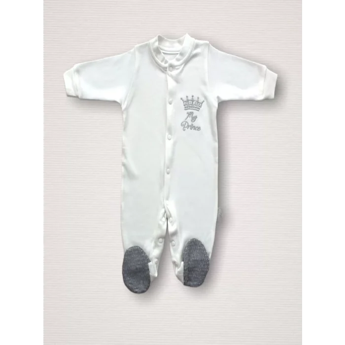 Luz&Pos Süper Prens Nakışlı  10lu Zıbın Takımı Hastane Çıkışı Gri