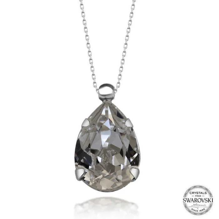 Luz&Pos Swarovski Crystal Taşlı Damla Gümüş Kadın Kolye
