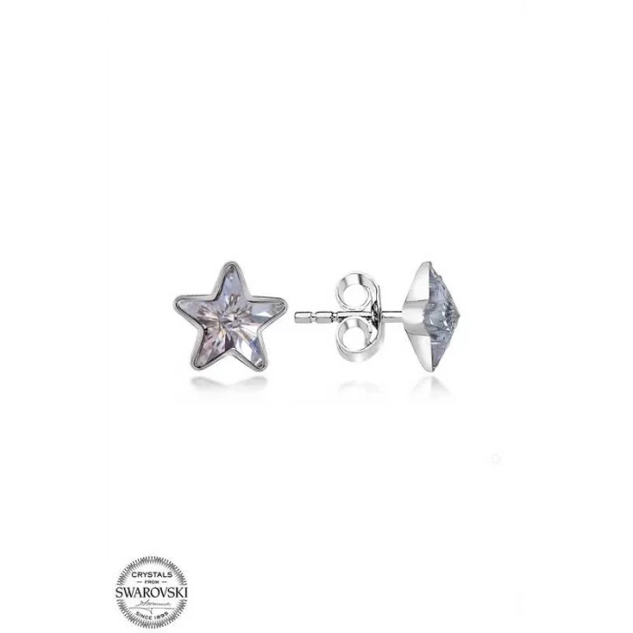 Luz&Pos Swarovski Crystal Taşlı Gümüş Yıldız Çivili Kadın Küpe