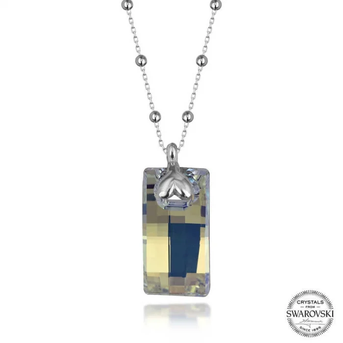 Luz&Pos Swarovski Crystal Taşlı Top Zincir Baget Gümüş Kadın Kolye