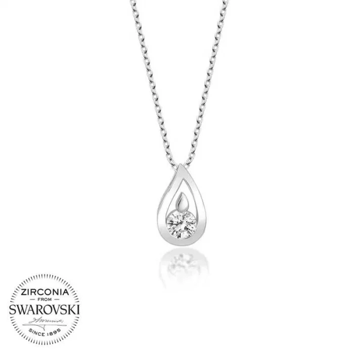 Luz&Pos Swarovski Taşlı Gümüş Damla Bayan Kolye