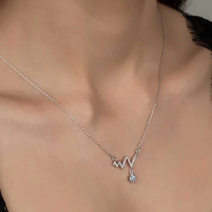 Luz&Pos Swarovski Taşlı Gümüş Ritim Bayan Kolye