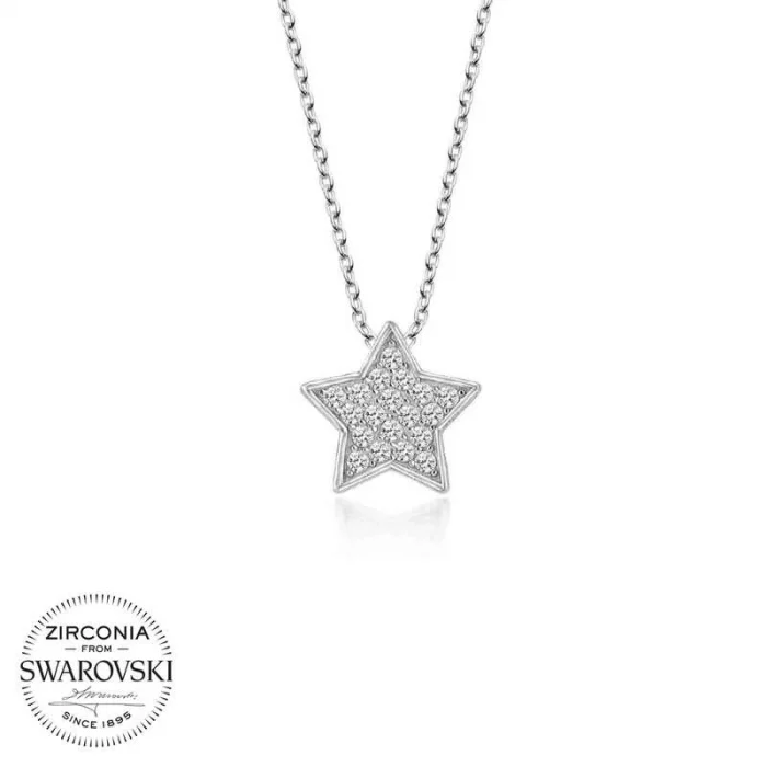 Luz&Pos Swarovski Taşlı Gümüş Yıldız Bayan Kolye