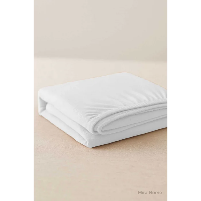 Tek Kişilik Düz Penye %100 Pamuklu Lastikli Çarşaf 100X200 Cm Newsheet Beyaz