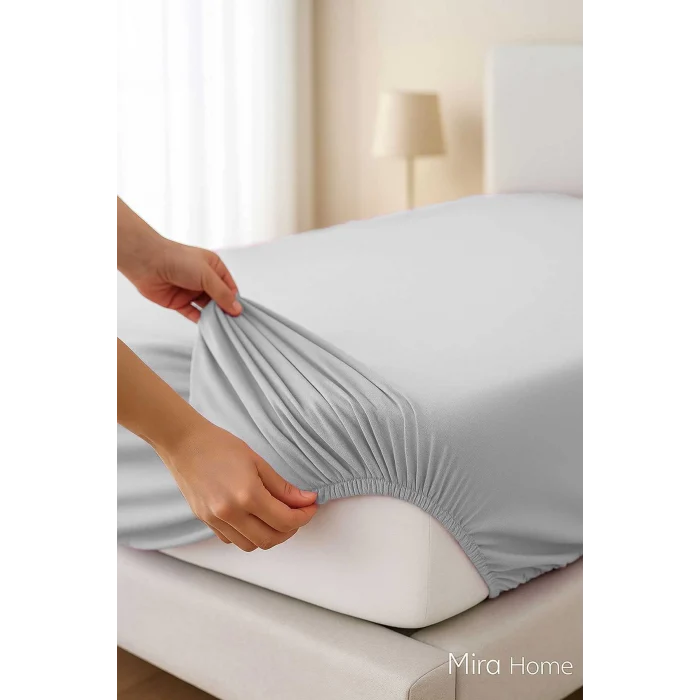 Tek Kişilik Düz Penye %100 Pamuklu Lastikli Çarşaf 100X200 Cm Newsheet Gri