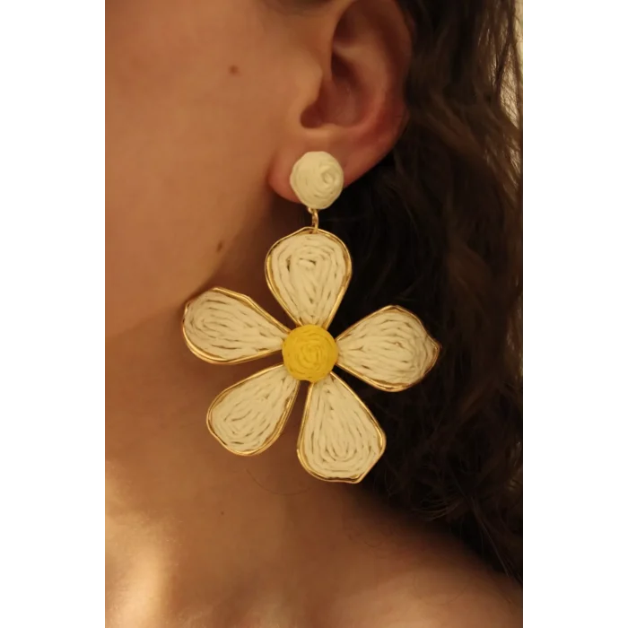 Shyla Bijuteri Hasır Papatya Küpe