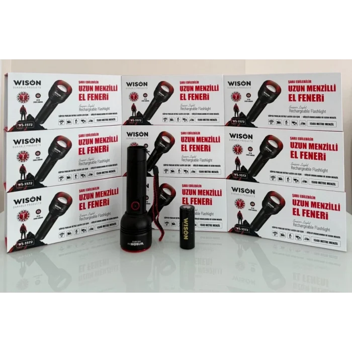 Wıson Ws-5572 20w Uzun Menzilli Şarjlı Metal El Feneri
