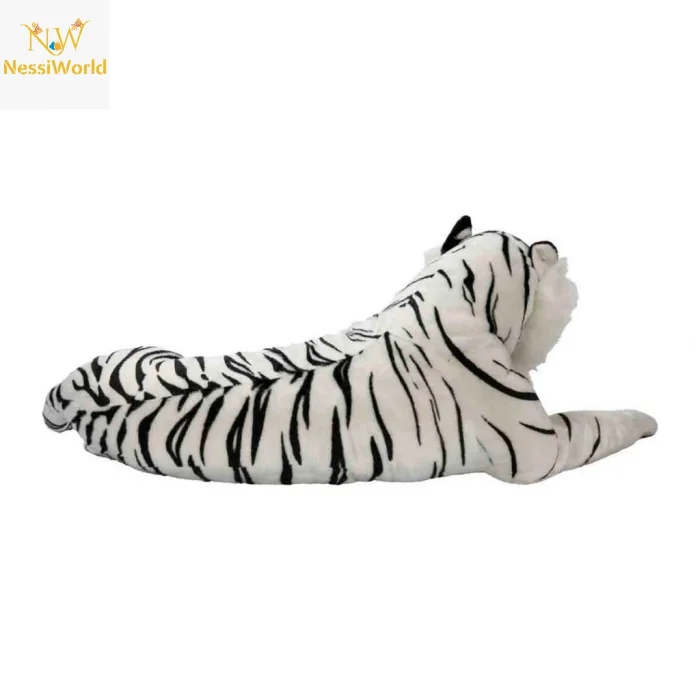 Yan Yatan Beyaz Peluş Kaplan 90 cm