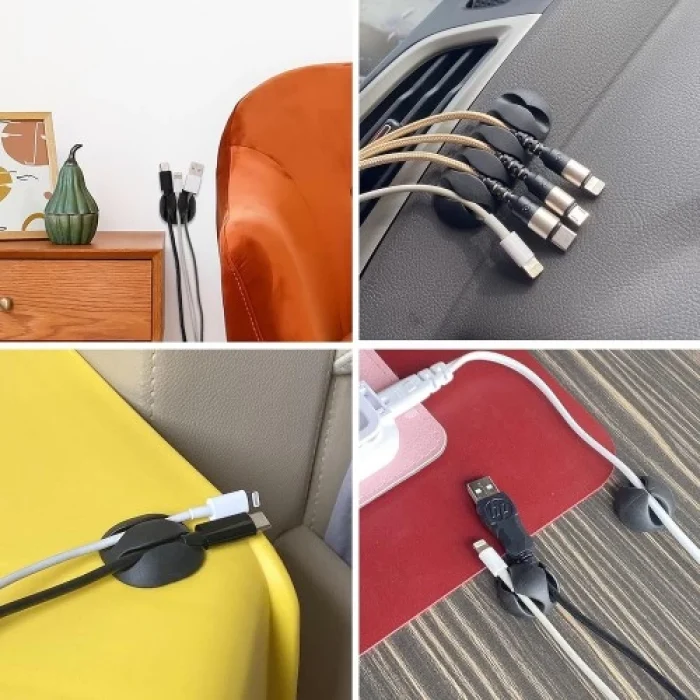 16lı Çok Kanallı Yapışkanlı Kablo Sabitleyici Seti