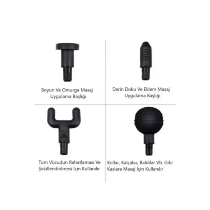 Yeni Nesil Darbeli Titreşimli Şarjlı Sporcu Masaj Tabancası 4 Başlıklı Lc-002