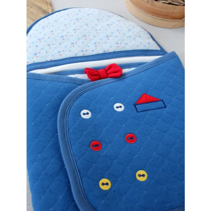 Luz&Pos Yenidoğan Açılır Kucaklı Smokin Ayaklı Erkek Bebek Kundak Mavi