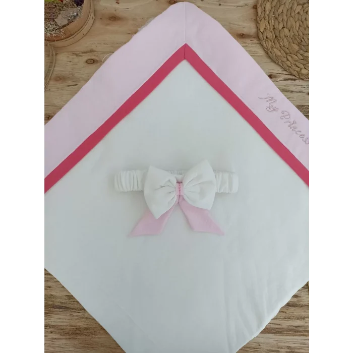 Luz&Pos Yenidoğan Bal Peteği My Prince Taç Nakışlı Delüks Kundak Bebek Battaniyesi Pembe