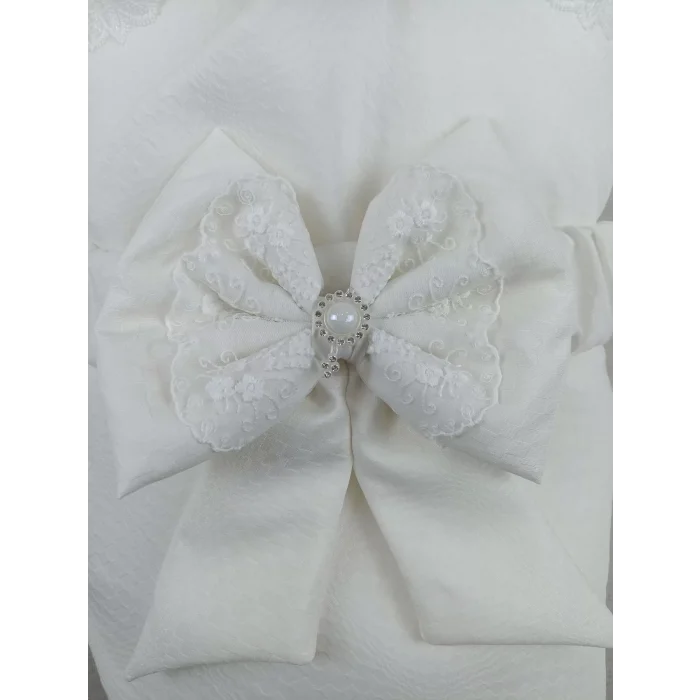 Luz&Pos Yenidoğan Bambu Taç Nakışlı Kundaklı Trilüks 3lü Alt Açma Seti Ekru