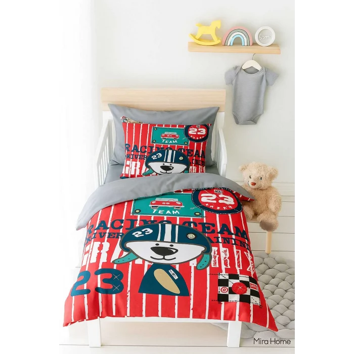 Yenidoğan Erkek Bebek Nevresim Takımı &#37;100 Pamuklu Racing Team