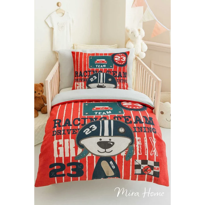 Yenidoğan Erkek Bebek Nevresim Takımı &#37;100 Pamuklu Racing Team