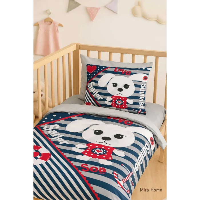 Yenidoğan Erkek Bebek Nevresim Takımı &#37;100 Pamuklu Sailor