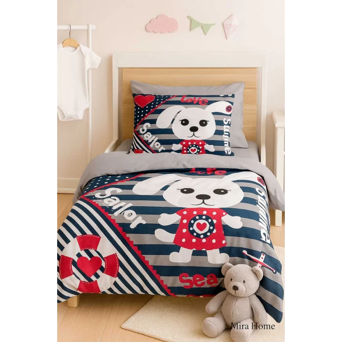 Yenidoğan Erkek Bebek Nevresim Takımı &#37;100 Pamuklu Sailor