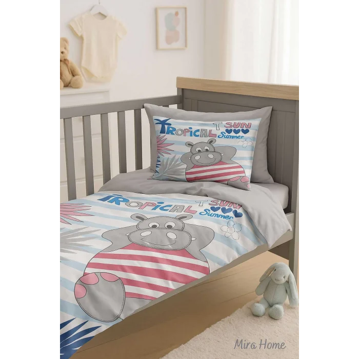 Yenidoğan Erkek Bebek Nevresim Takımı &#37;100 Pamuklu Tropical Summer