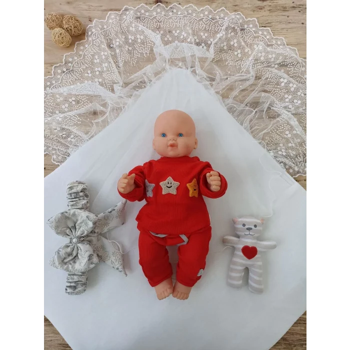 Luz&Pos Yenidoğan Gül Sedefli Duvaklı Taş Fiyonk Erkek Bebek Kumru Kundak Bebek Battaniyesi Lacivert