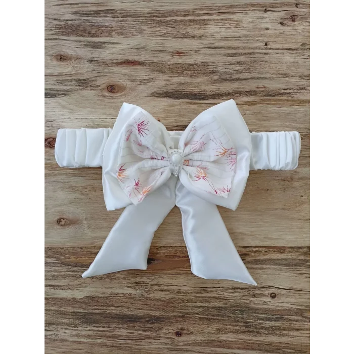 Luz&Pos Yenidoğan Hanımeli Desenli Taç Nakışlı Delüks Kundak Bebek Battaniyesi Ekru