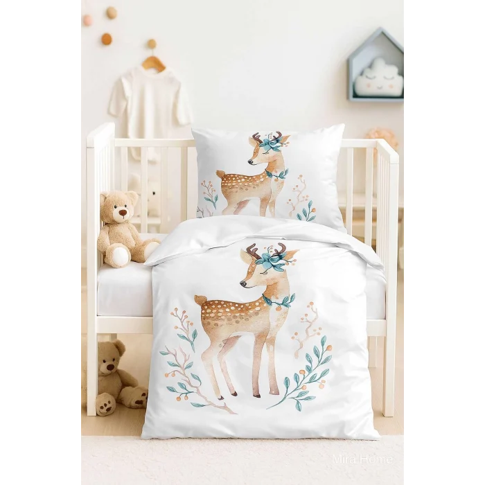 Yenidoğan Kız Bebek Nevresim Takımı &#37;100 Pamuklu Ahu