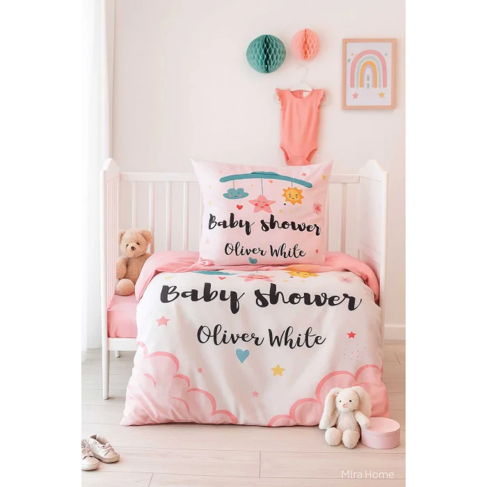 Yenidoğan Kız Bebek Nevresim Takımı &#37;100 Pamuklu  Baby Shower White