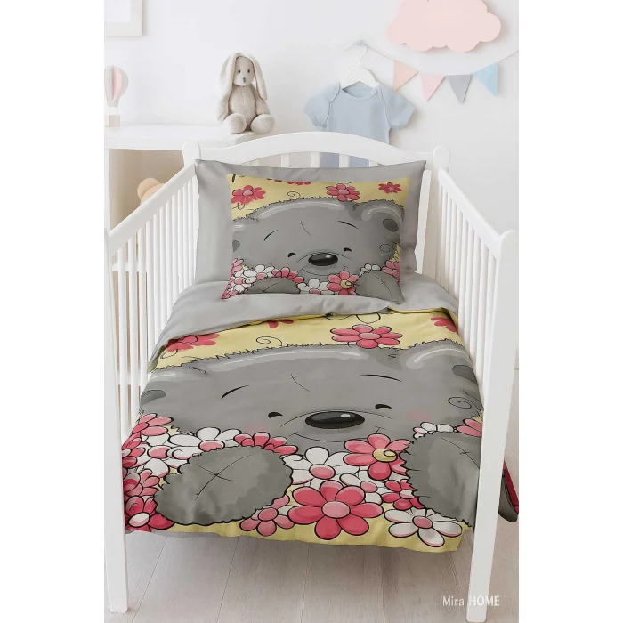 Yenidoğan Kız Bebek Nevresim Takımı &#37;100 Pamuklu Flower