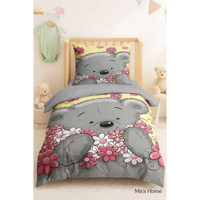 Yenidoğan Kız Bebek Nevresim Takımı &#37;100 Pamuklu Flower