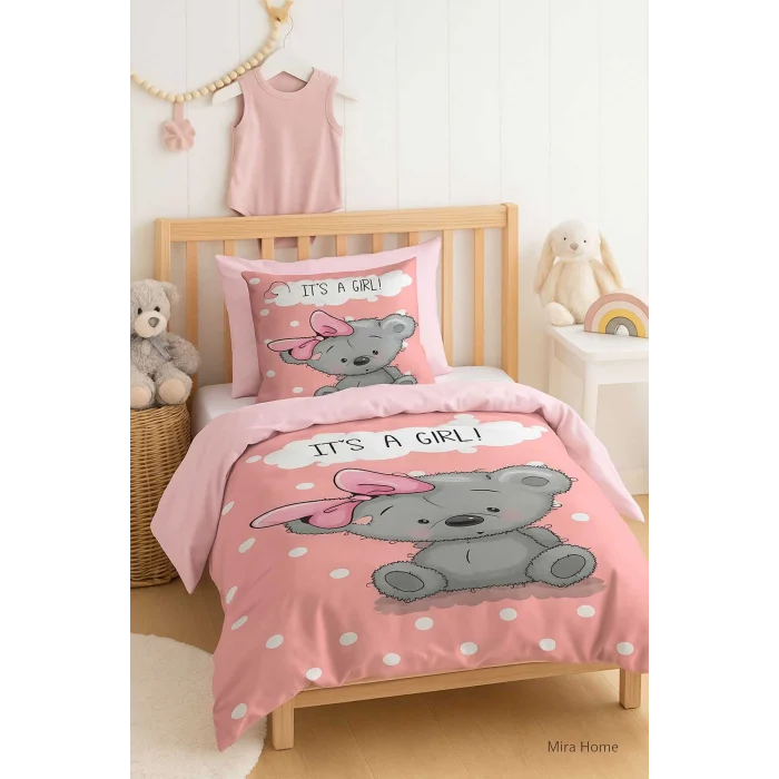 Yenidoğan Kız Bebek Nevresim Takımı &#37;100 Pamuklu İts A Girl