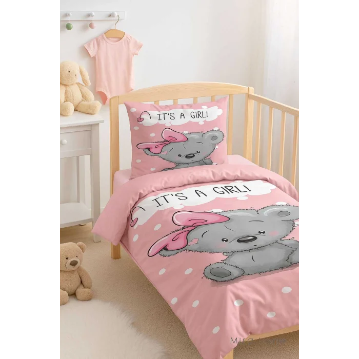 Yenidoğan Kız Bebek Nevresim Takımı &#37;100 Pamuklu İts A Girl