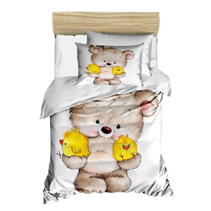 Yenidoğan Kız / Erkek Unisex Bebek Nevresim Takımı &#37;100 Pamuklu Civciv