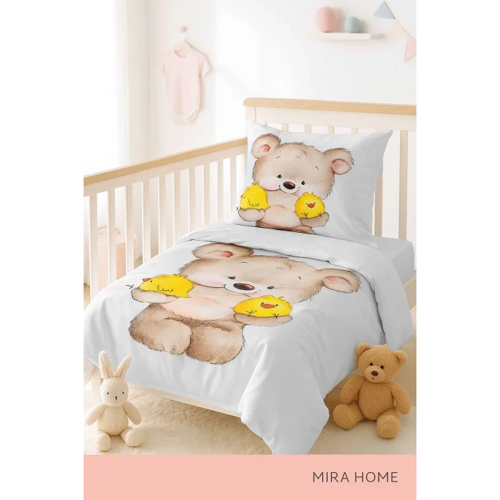 Yenidoğan Kız / Erkek Unisex Bebek Nevresim Takımı &#37;100 Pamuklu Civciv