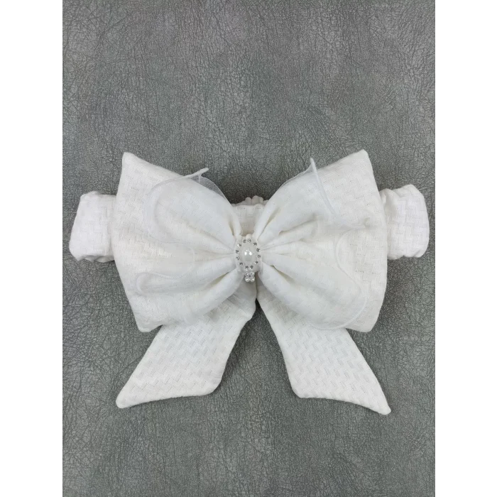 Luz&Pos Yenidoğan Kumru Soft Cotton Taç Nakışlı Trilüks Kundak Bebek Battaniyesi Ekru